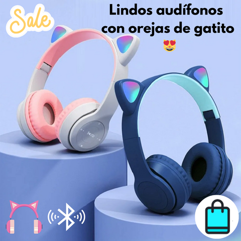 Image of Adorables audífonos inalámbrico adorable de gatito con Bluetooth